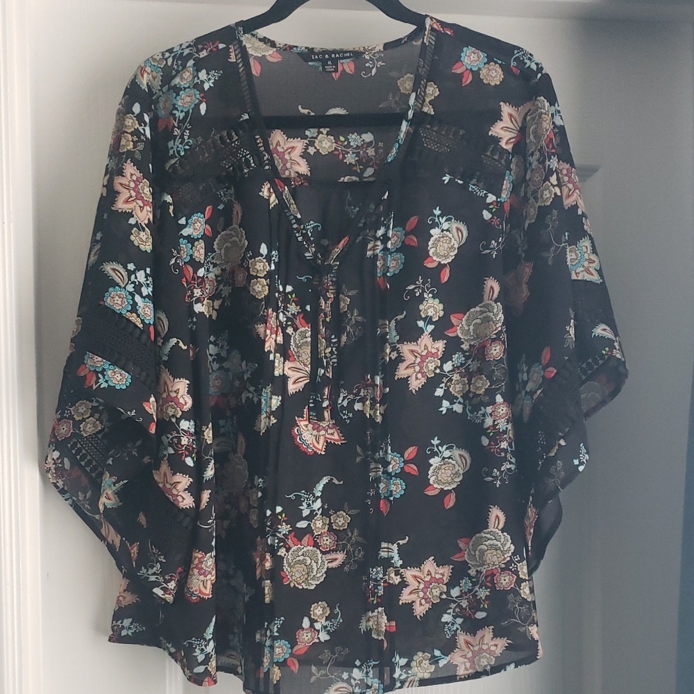 Zac & Rachel Black Floral Blouse